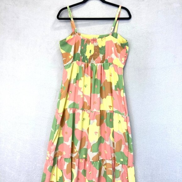 Social Standard SANCTUARY Smocked Midi Dress Large L Fiesta Pastel Floral EUC - Picture 7 of 15